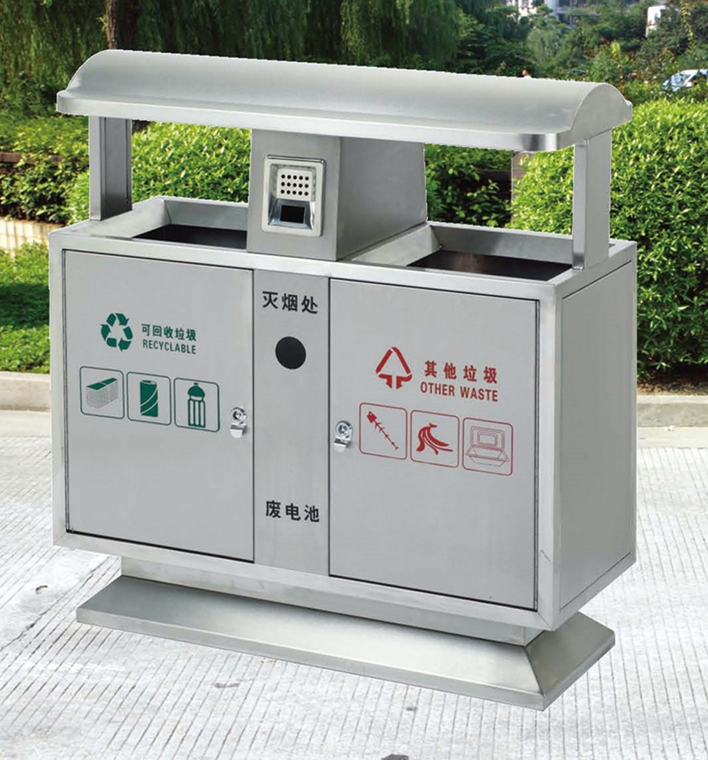 山東不銹鋼果皮箱，濰坊不銹鋼分類垃圾桶